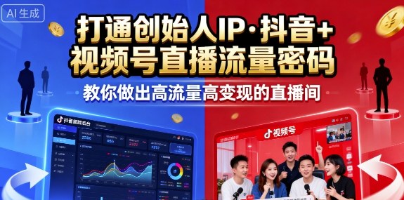 25年直播9-10两期线下课，打通创始人IP，抖音+视频号直播流量密码，教你做出高流量高变现的直播间-怪兽网创俱乐部