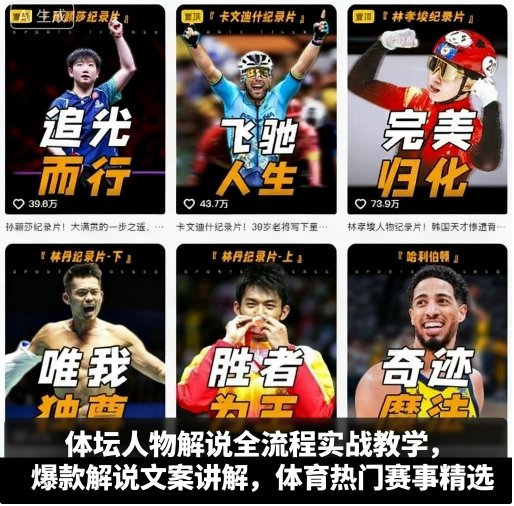体坛人物解说全流程实战教学，爆款解说文案讲解，体育热门赛事精选-怪兽网创俱乐部