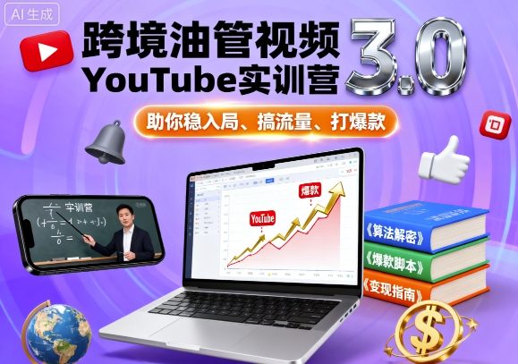 跨境油管视频YouTube实训营3.0，助你稳入局、搞流量、打爆款-怪兽网创俱乐部