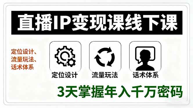 （16065期）直播IP变现课线下课，定位设计、流量玩法、话术体系，3天掌握年入千万密码-怪兽网创俱乐部