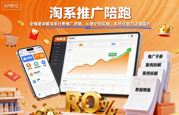淘系推广陪跑，全维度讲解淘系付费推广逻辑，从理论到实操，系统化助力店铺盈利-怪兽网创俱乐部