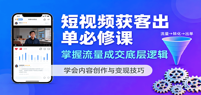 短视频获客出单必修课：掌握流量成交底层逻辑，学会内容创作与变现技巧-怪兽网创俱乐部