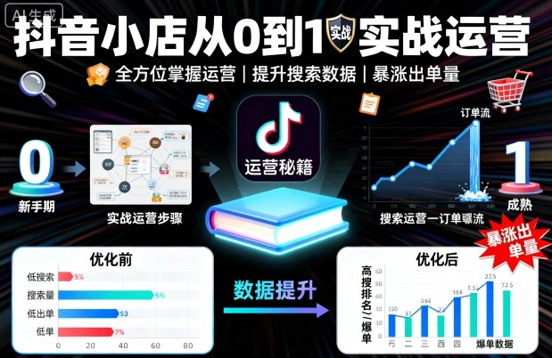抖音小店从0到1实战运营，帮你全方位掌握小店运营，提升搜索数据与出单量-怪兽网创俱乐部