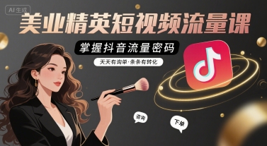 美业精英短视频流量课，掌握抖音流量密码，天天有询单，条条有转化-怪兽网创俱乐部
