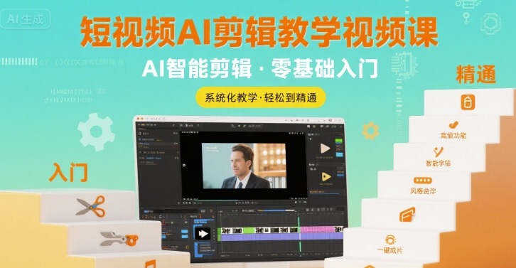 短视频AI剪辑教学视频课，入门到精通-怪兽网创俱乐部