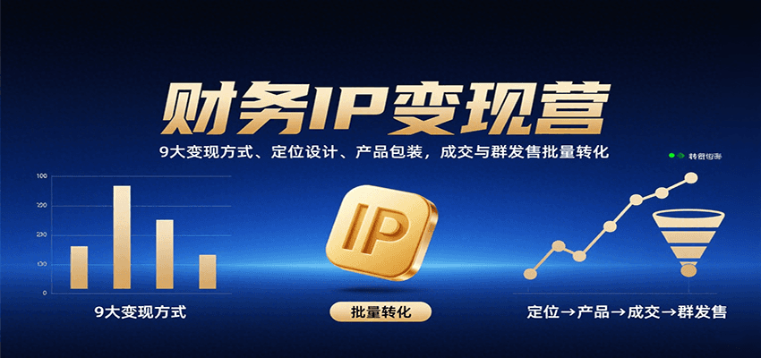 财务IP变现营：9大变现方式、定位设计、产品包装，成交与群发售批量转化-怪兽网创俱乐部
