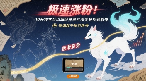 极速涨粉！10分钟学会山海经异兽丝滑变身视频制作，快速起千粉万粉号-怪兽网创俱乐部