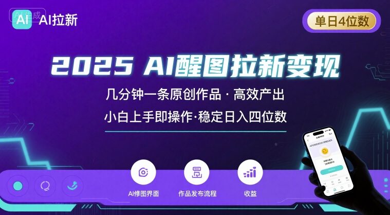 2025最强AI醒图拉新，几分钟一条原创作品，单日收入4位数，小白也能上手操作-怪兽网创俱乐部