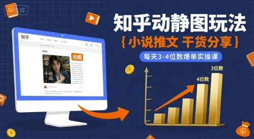 小说推文干货分享之知乎动静图玩法，每天3-4位数爆单实操课-怪兽网创俱乐部