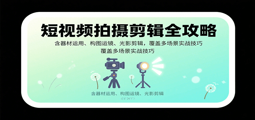 短视频拍摄剪辑全攻略：含器材运用、构图运镜、光影剪辑，覆盖多场景实战技巧-怪兽网创俱乐部