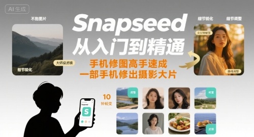 Snapseed从入门到精通，手机修图高手速成，一部手机就能修出摄影大片-怪兽网创俱乐部