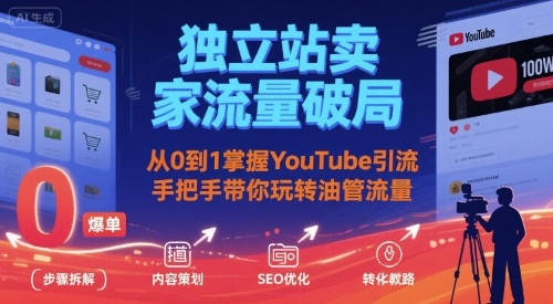独立站卖家流量破局：从0到1掌握YouTube引流，手把手带你玩转油管流量-怪兽网创俱乐部