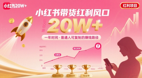 一年时间靠小红书带货项目年入20w+，最不能错的大红利项目-怪兽网创俱乐部