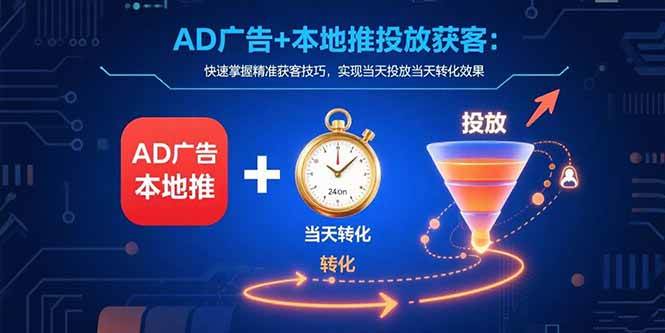 （15637期）AD广告+本地推投放获客：快速掌握精准获客技巧，实现当天投放当天转化效果-怪兽网创俱乐部
