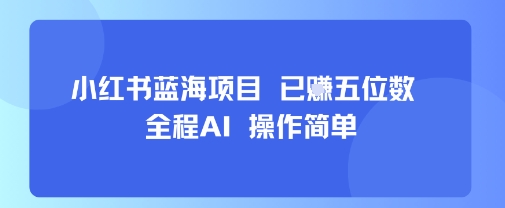 小红书蓝海项目，全程AI，操作简单，已挣五位数-怪兽网创俱乐部