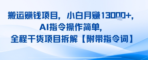 搬运挣钱项目，AI指令操作简单，小白月入1W+，全程干货项目拆解-怪兽网创俱乐部