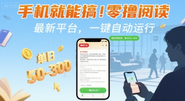手机就能搞！零撸阅读挂G，最新平台，一键自动运行，随时随地挣，单日50-3张+【揭秘】-怪兽网创俱乐部