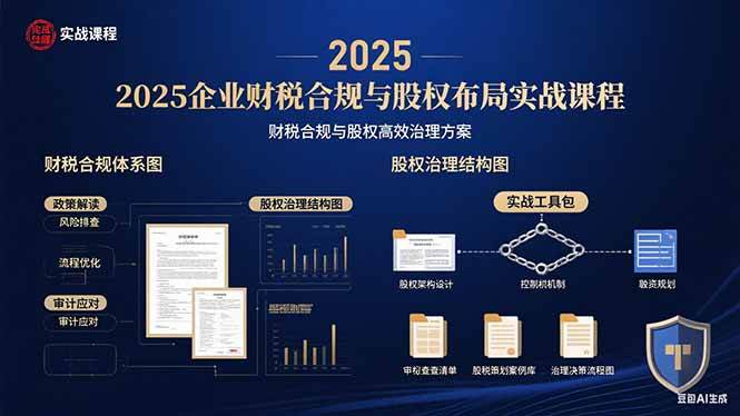 （15802期）2025企业财税合规与股权布局的实战课程：财税合规与股权高效治理方案-怪兽网创俱乐部