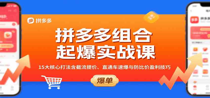 拼多多组合起爆实战课：15大核心打法含截流提价、直通车速爆与防比价盈利技巧-怪兽网创俱乐部