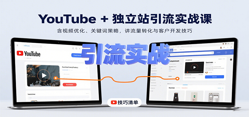 YouTube+独立站引流实战课：含视频优化、关键词策略，讲流量转化与客户开发技巧-怪兽网创俱乐部
