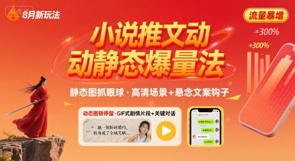 8月小说推文全新玩法，动静态图片+搭配小说文案爆量玩法-怪兽网创俱乐部