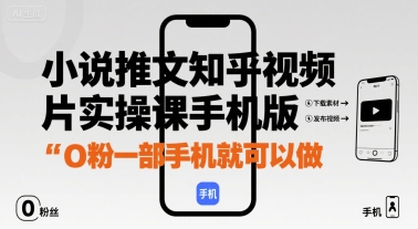 小说推文知乎视频图片实操课手机版，0粉一部手机就可以做-怪兽网创俱乐部