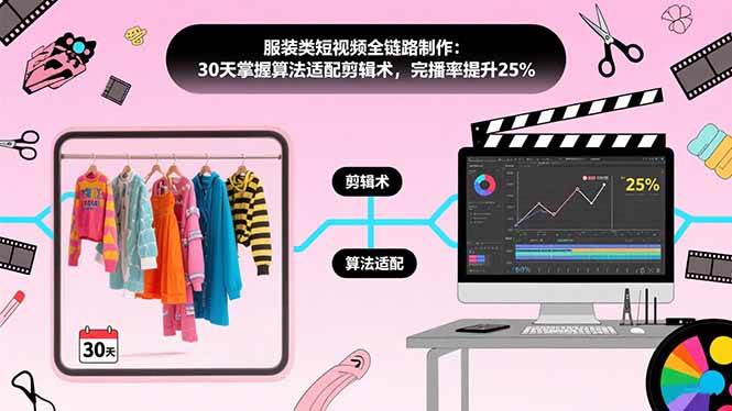 （15655期）服装类短视频全链路制作：30天掌握算法适配剪辑术，完播率提升25%-怪兽网创俱乐部