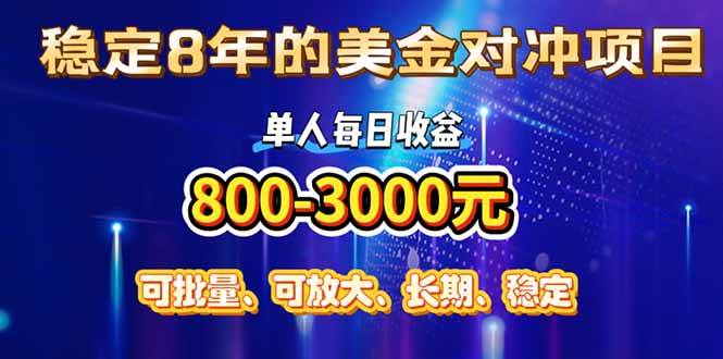 （15782期）稳定8年的美金对冲创业项目，单人每日收益800-3000，小众暴力项目-怪兽网创俱乐部