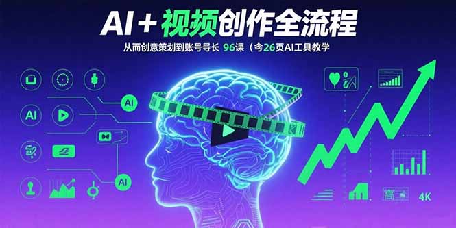 AI+短视频创作全流程：从创意策划到账号增长，96节课(含26项AI工具教学-怪兽网创俱乐部