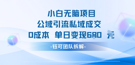 小白无脑项目公域引流私域成交0成本单日变现680米-怪兽网创俱乐部