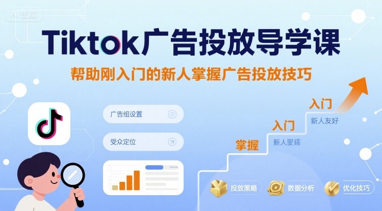 Tiktok广告投放导学课，帮助刚入门的新人掌握广告投放技巧-怪兽网创俱乐部