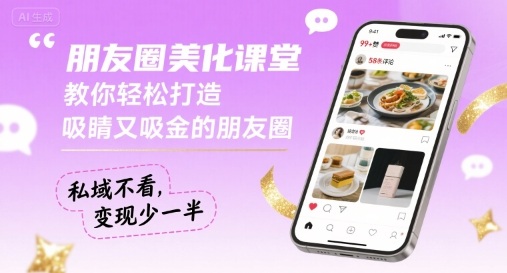 朋友圈美化课堂，教你轻松打造，吸睛又吸金的朋友圈，私域不看，变现少一半-怪兽网创俱乐部