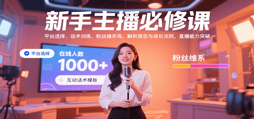 新手主播必修课：平台选择、话术训练、粉丝维系等，解析禁忌与成长法则，突破直播能力-怪兽网创俱乐部