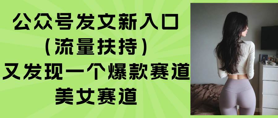 （15781期）公众号发文新入口（流量扶持），又发现一个爆款赛道：美女赛道-怪兽网创俱乐部