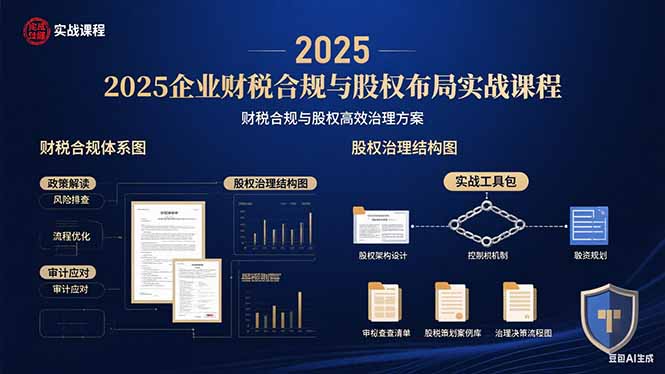 2025企业财税合规与股权布局的实战课程：财税合规与股权高效治理方案-怪兽网创俱乐部