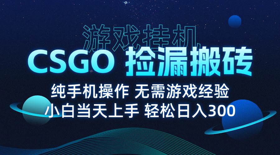 （15820期）8月最新游戏搬砖，CSGO纯挂机，不需要玩游戏，实现真挂机，月入1W+-怪兽网创俱乐部