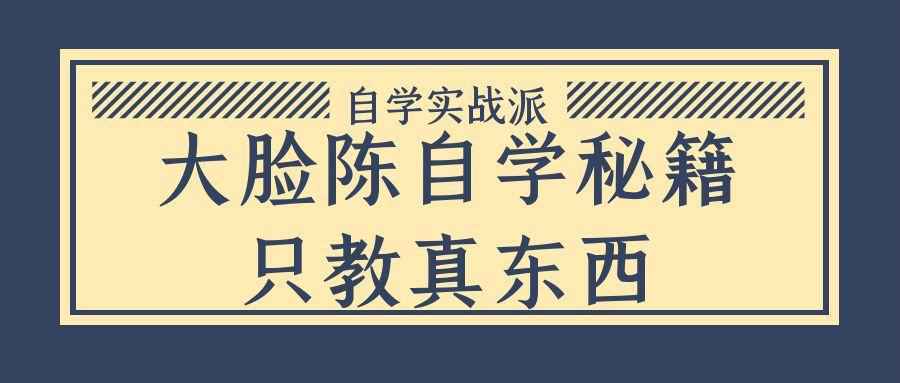 大脸陈自学秘籍只教真东西-怪兽网创俱乐部