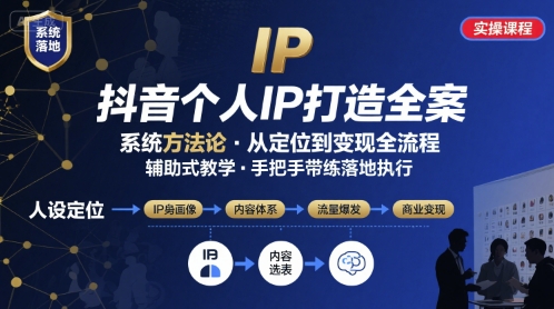 抖音个人IP系统落地实操大课，实操课程，辅助落地-怪兽网创俱乐部