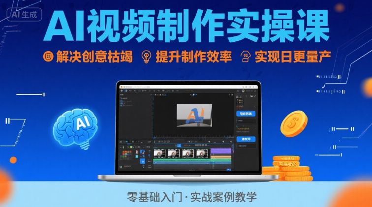Ai视频制作实操课，解决创意枯竭、效率低下痛点，实现日更量产可持续变现-怪兽网创俱乐部