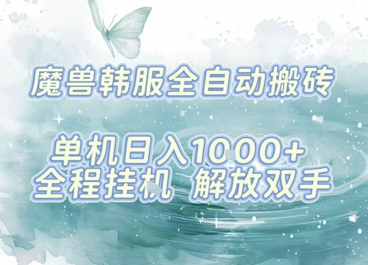 最新韩服游戏搬砖，单机日入1k+，全自动运行挂G项目，解放双手【揭秘】-怪兽网创俱乐部