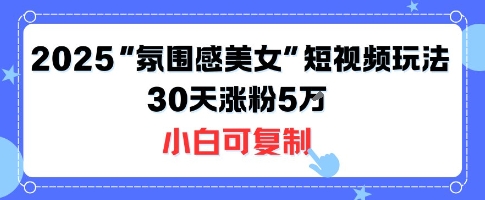 不露脸也能火！2025“氛围感美女”短视频玩法，30天涨粉5W小白可复制-怪兽网创俱乐部