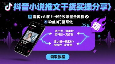 抖音小说推文干货实操分享，混剪+AI图片卡特效爆量全流程，0粉丝0门槛可做-怪兽网创俱乐部