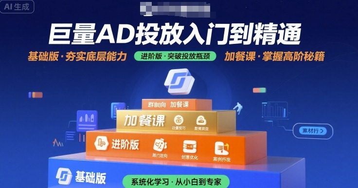 巨量AD投放入门到精通，基础版+进阶版+加餐课-怪兽网创俱乐部