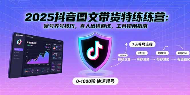 2025抖音图文带货特练营：账号养号技巧，真人出镜避坑，工具使用指南-怪兽网创俱乐部