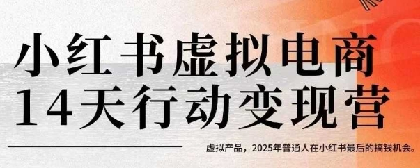 小红书虚拟电商14天变现训练营，虚拟产品，2025年普通人在小红书最后的搞钱机会(更新)-怪兽网创俱乐部