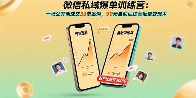 （15843期）微信私域爆单训练营：一场公开课成交33单案例，99元自动训练营批量变现术-怪兽网创俱乐部