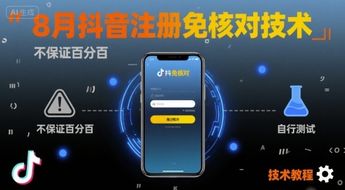 8月抖音注册免核对技术，不保证百分百，自测-怪兽网创俱乐部