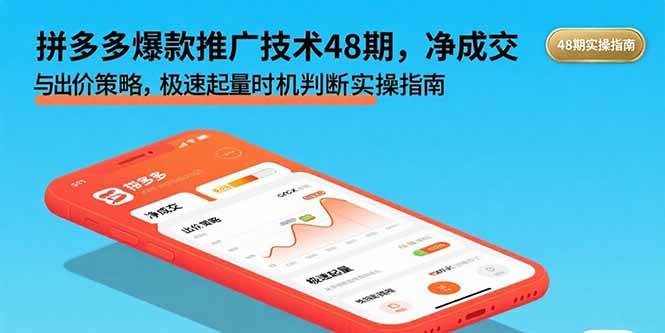 （15830期）拼多多爆款推广技术48期，净成交与出价策略，极速起量时机判断实操指南-怪兽网创俱乐部